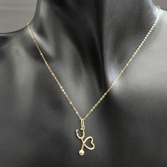 18k gold pendant stethoscope heart design - Picture 4 of 16